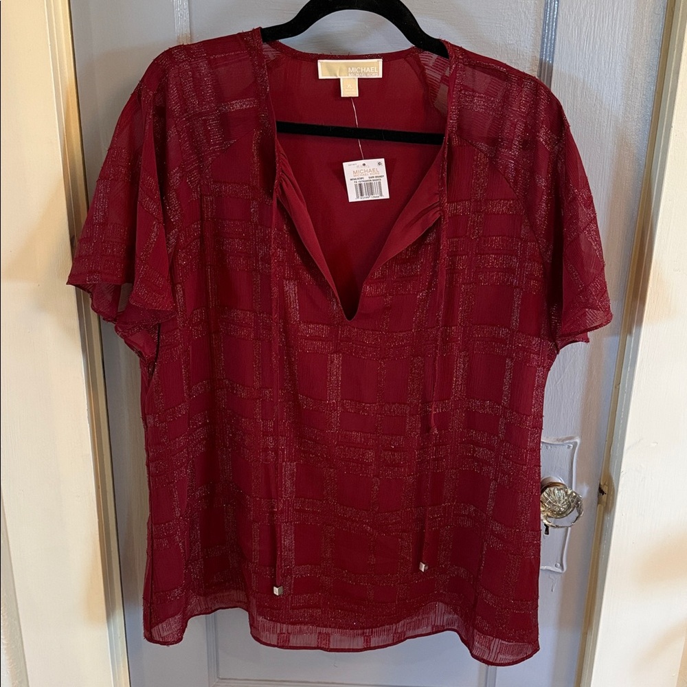 MICHAEL Michael Kors Red Sheer Blouse